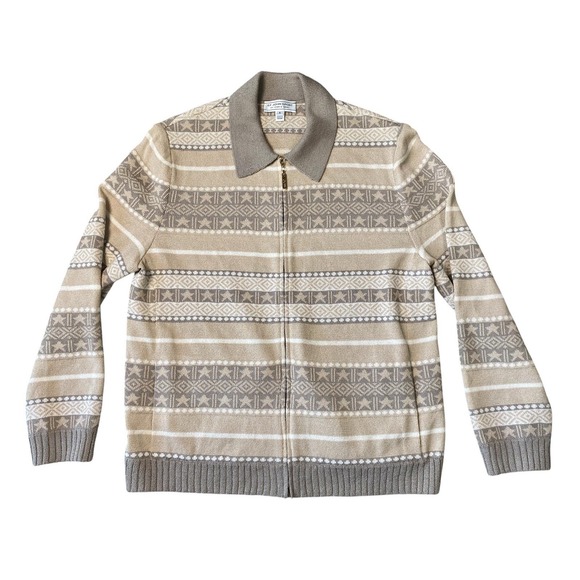 St. John Size S Wool Santana Knit Striped Cardigan Jacket Front Zip Old Money - Picture 1 of 9